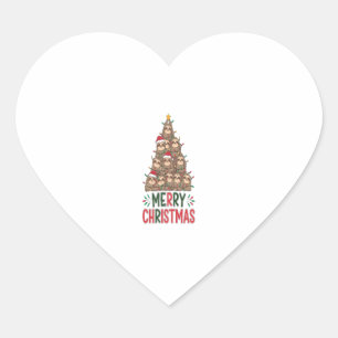 Merry Christmas Sloth Tree Heart Sticker