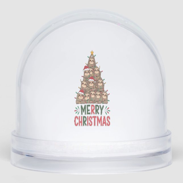 Merry Christmas Sloth Tree Snowglobe (Front)