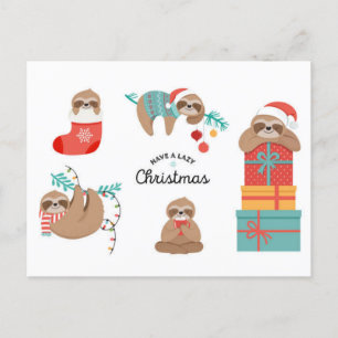 Merry Christmas Sloths Holiday Postcard