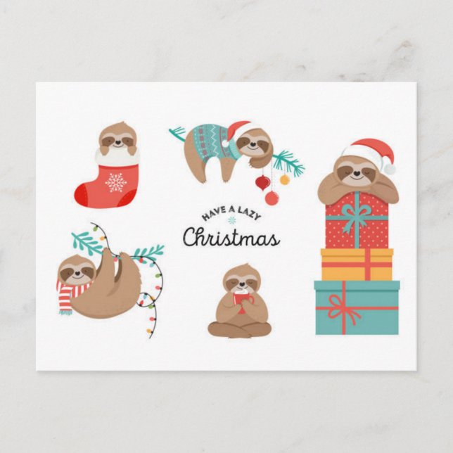 Merry Christmas Sloths Postcard (Front)