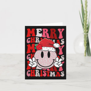 Merry Christmas Smile Face Santa Claus Hat Groovy  Card