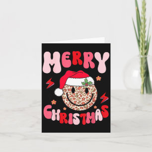Merry Christmas Smile Face Santa Claus Hat Groovy  Card