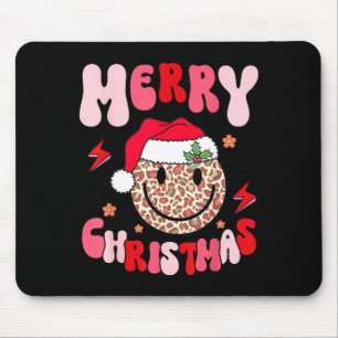 Merry Christmas Smile Face Santa Claus Hat Groovy  Mouse Mat