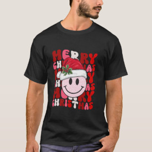 Merry Christmas Smile Face Santa Claus Hat Retro G T-Shirt