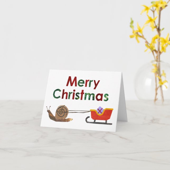 Merry Christmas -  Snail Card (Yellow Flower)