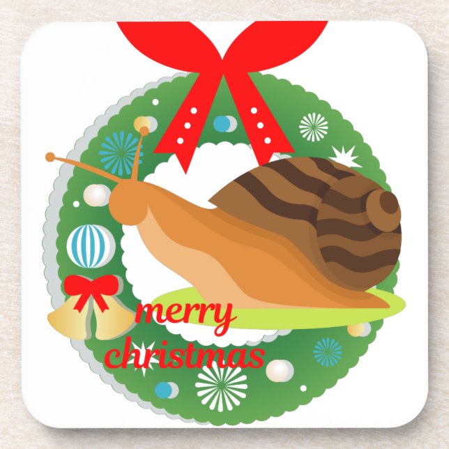 merry christmas snail coaster (Front)