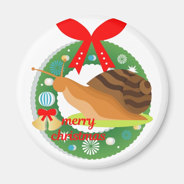 merry christmas snail magnet (Front)