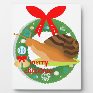 merry christmas snail plaque