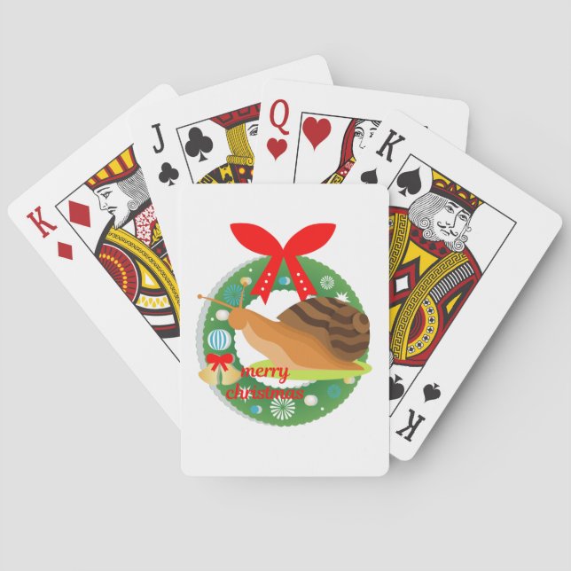 merry christmas snail playing cards (Back)