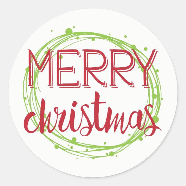 Merry Christmas Snow Bubbles Sticker Gift Tag (Front)