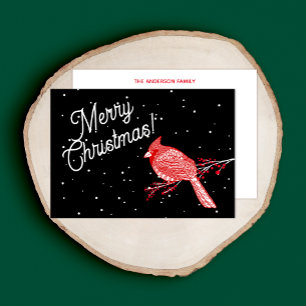 Merry Christmas Snow Cardinal Thank You Card