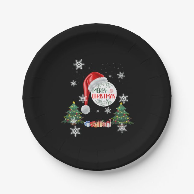 Merry Christmas Snow Collection Paper Plates (Front)