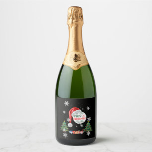 Merry Christmas Snow Collection Sparkling Wine Label