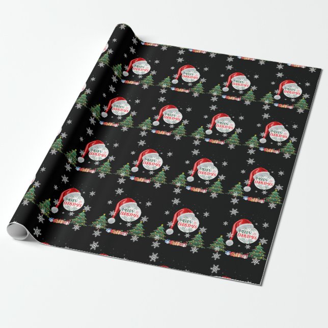 Merry Christmas Snow Collection Wrapping Paper (Unrolled)