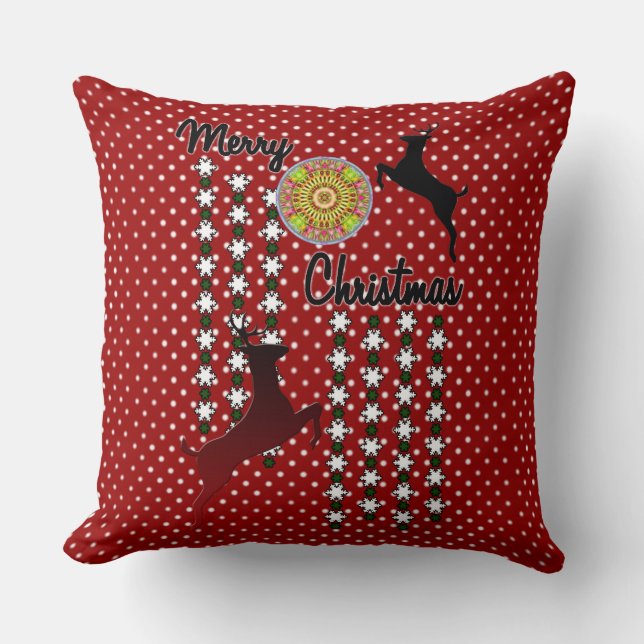 Merry Christmas Snow Deer Cushion (Front)