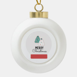 Merry Christmas Snow Globe Cookie Ceramic Ball Christmas Ornament