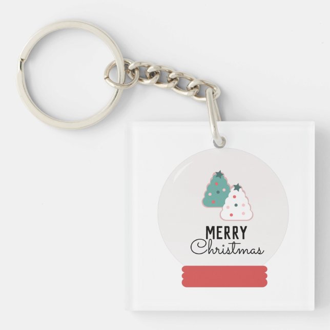 Merry Christmas Snow Globe Cookie   Key Ring (Front)