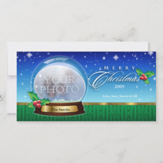 Merry Christmas Snow Globe Customisable 8 Holiday Card