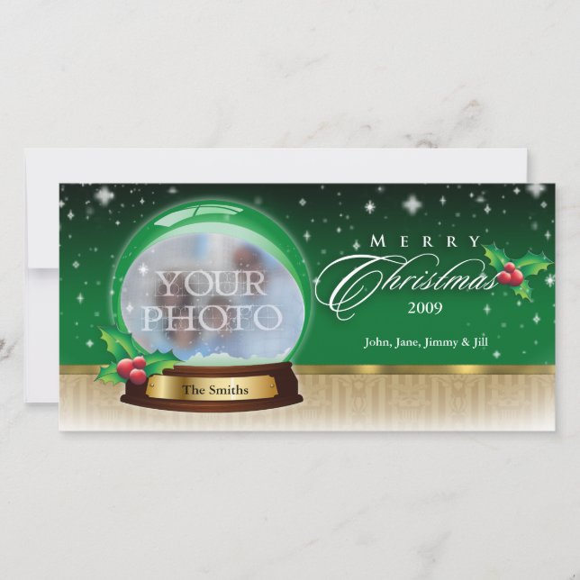 Merry Christmas Snow Globe Customisable GB Holiday Card (Front)