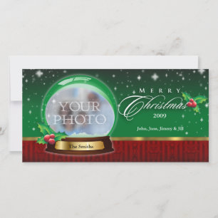 Merry Christmas Snow Globe Customisable Holiday Card