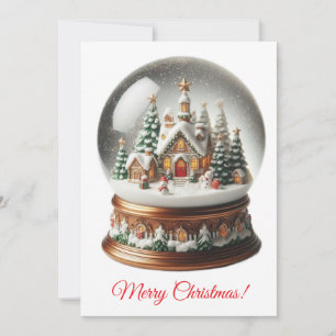 Merry Christmas Snow Globe Holiday Card