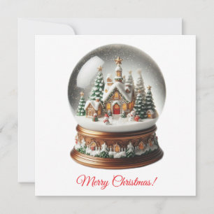 Merry Christmas Snow Globe Holiday Card
