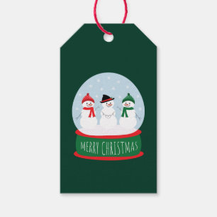 Merry Christmas Snow Globe Snowmen Gift Tags