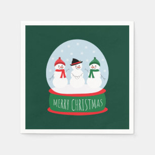 Merry Christmas Snow Globe Snowmen Napkin