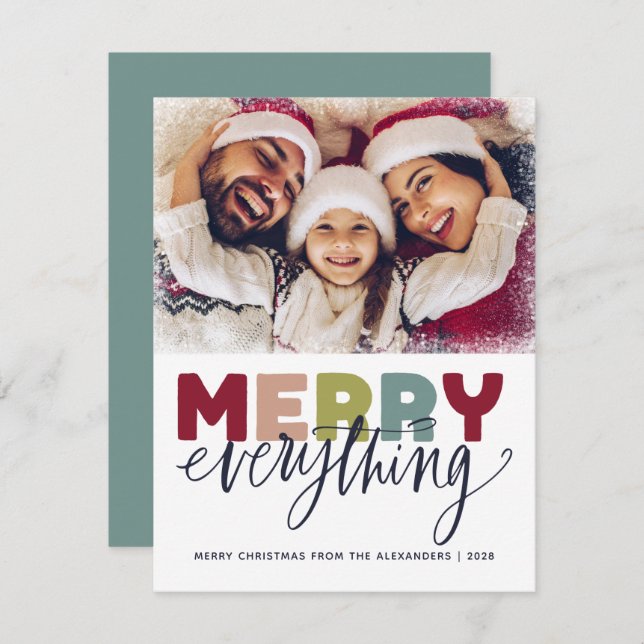 Merry Christmas Snow Holiday Card  (Front/Back)