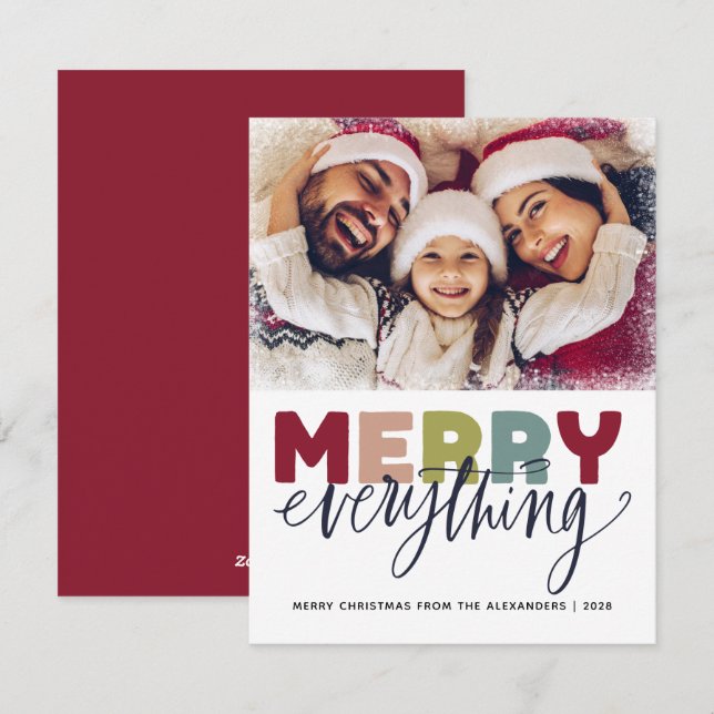 Merry Christmas Snow Holiday Card  (Front/Back)