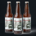 Merry Christmas, snow-laden fir trees Beer Bottle Label<br><div class="desc">Merry Christmas,  snow-laden fir trees,  winter landscape</div>