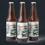 Merry Christmas, snow-laden fir trees Beer Bottle Label<br><div class="desc">Merry Christmas,  snow-laden fir trees,  winter landscape</div>