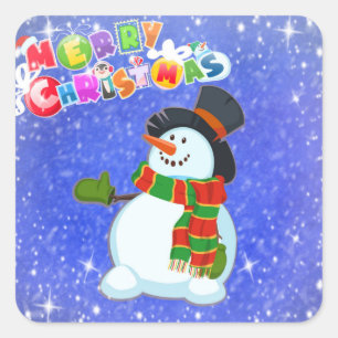 Merry christmas snow man square sticker