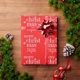 Merry Christmas Snow name pattern Wrapping Paper
