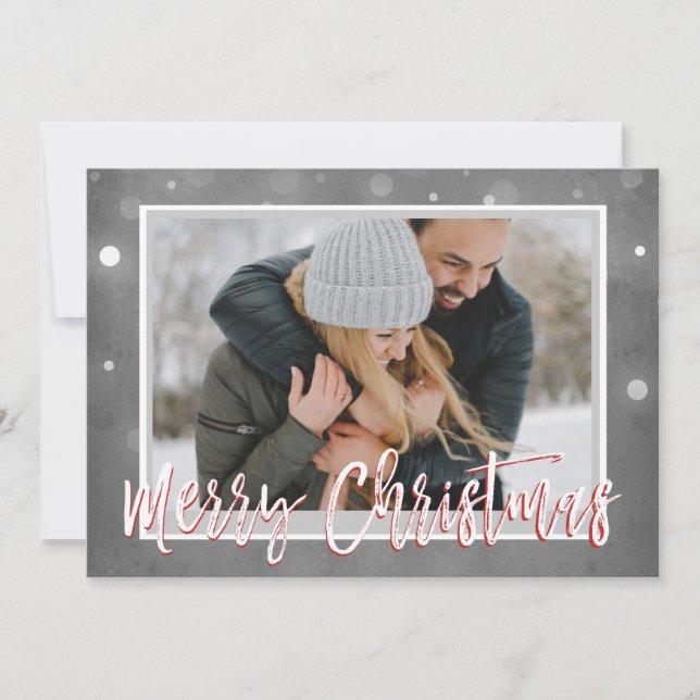 Merry Christmas Snow or Snowflake Photo Card (Front)