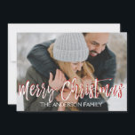 Merry Christmas Snow or Snowflake Photo Card<br><div class="desc">Merry Christmas Charcoal Grey Hand Lettered Script Photo Card. The photo and text of this hand lettered brush script can be updated and customised with your photo and name. This card also displays your name on the back of the Christmas Card.</div>