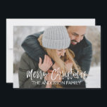 Merry Christmas Snow or Snowflake Photo Card<br><div class="desc">Merry Christmas Charcoal Grey Hand Lettered Script Photo Card. The photo and text of this hand lettered brush script can be updated and customised with your photo and name. This card also displays your name on the back of the Christmas Card.</div>