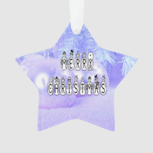 Merry Christmas Snow People Font, Blue Tint Snow Ornament