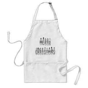 Merry Christmas Snow People Font Standard Apron