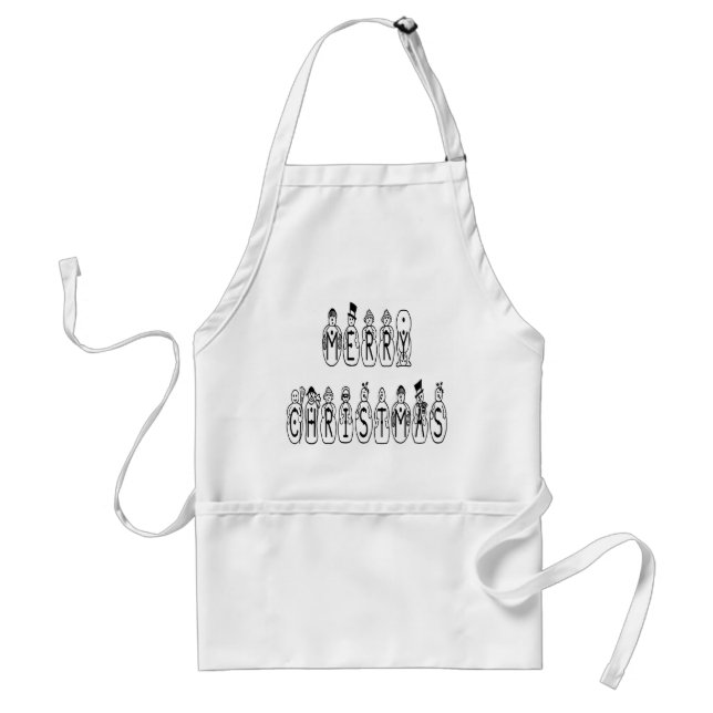 Merry Christmas Snow People Font Standard Apron (Front)