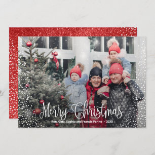 Merry Christmas Snow Photo Holiday Card
