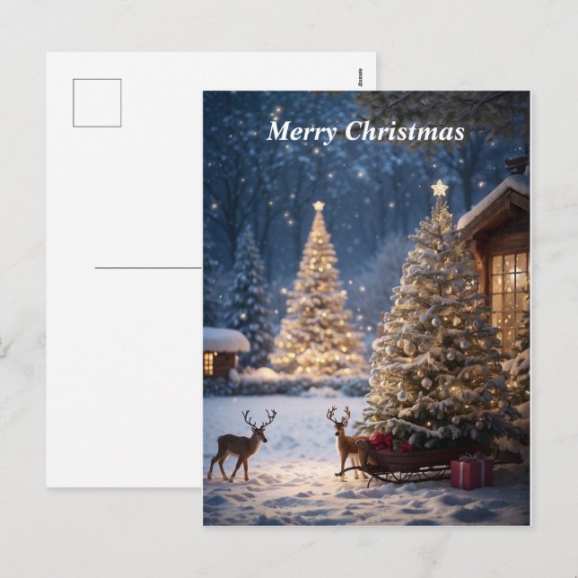 Merry Christmas Snow Scene postcard (Front/Back)