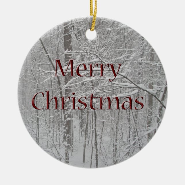 Merry Christmas Snow Storm Coordinating Items Ceramic Tree Decoration (Front)