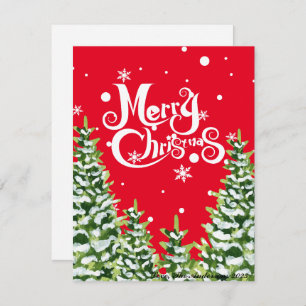 Merry Christmas Snow Trees Christmas Holiday Card