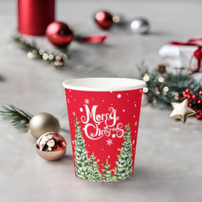 Merry Christmas Snow Trees Christmas Paper cup (Creator Uploaded)
