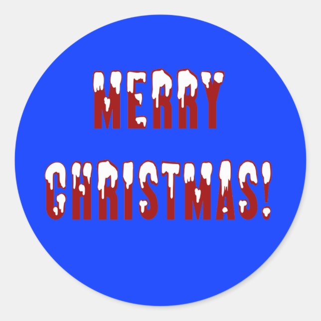 Merry Christmas Snowcap Fonts Classic Round Sticker (Front)