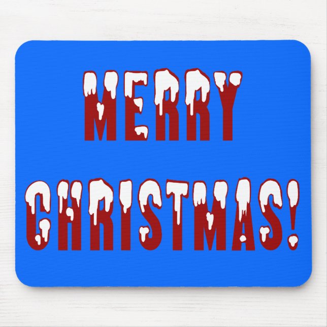 Merry Christmas Snowcap Fonts Mouse Mat (Front)