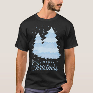 Merry Christmas snowfall and Christmas trees vinta T-Shirt