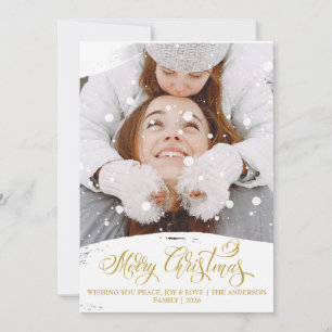 Merry Christmas Snowfall Overlay Photo Script Holiday Card