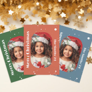 Merry Christmas Snowflake and Mistletoe Photo Holiday Card